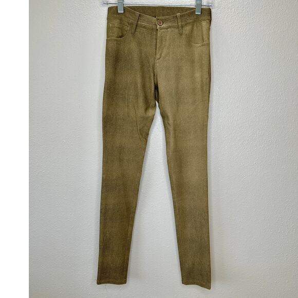 Caribbean Queen Muted Yellow Gray Snakeprint Front Zip Button Jeggings S - Picture 3 of 12